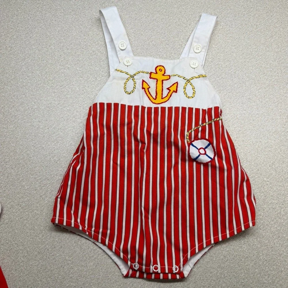 Vintage Hush Puppies‎ Childrenswear 18 Months Nautical Sailor Bubble Jacket Red